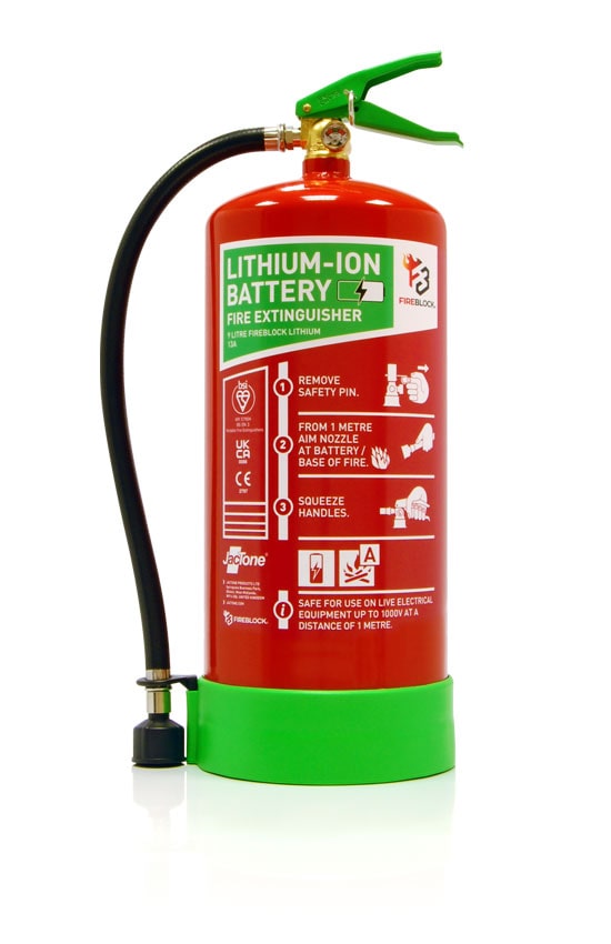 9 Litre Lithium-ion Battery Fire Extinguisher using FIREBLOCK Lithium Gel